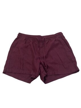 Old Navy Women's Burgundy Casual Elastic Waist Linen Blend Drawstring Shorts